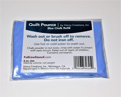 Blue chalk refill packaging with text on a white background