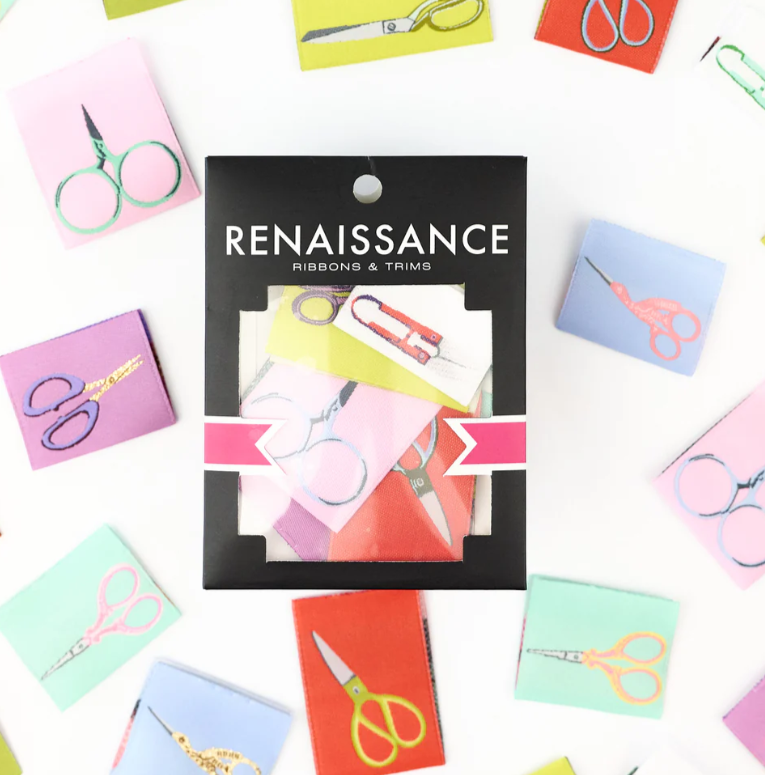 Renaissance Ribbons Snip Snip Scissors Woven Label Pack quilt labels