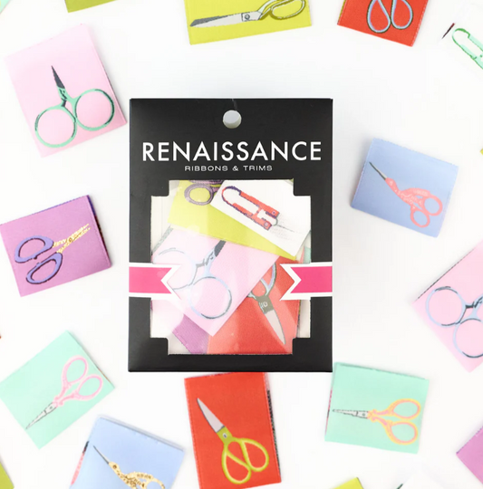 Renaissance Ribbons Snip Snip Scissors Woven Label Pack quilt labels
