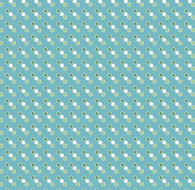 Blue Christmas fabric with white geometric dot design from Riley Blake’s Cozy Christmas collection.