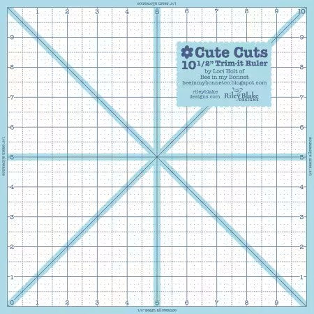 Grid ruler with 'Cute Cuts' branding on a blue background