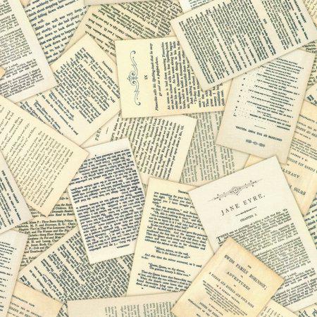 Vintage book pages text print quilting cotton fabric