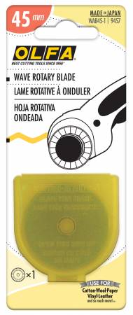 OLFA wave rotary blade packaging with yellow and white design