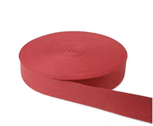 Ruby Webbing 2in x 50 yd heavy-duty red strap webbing