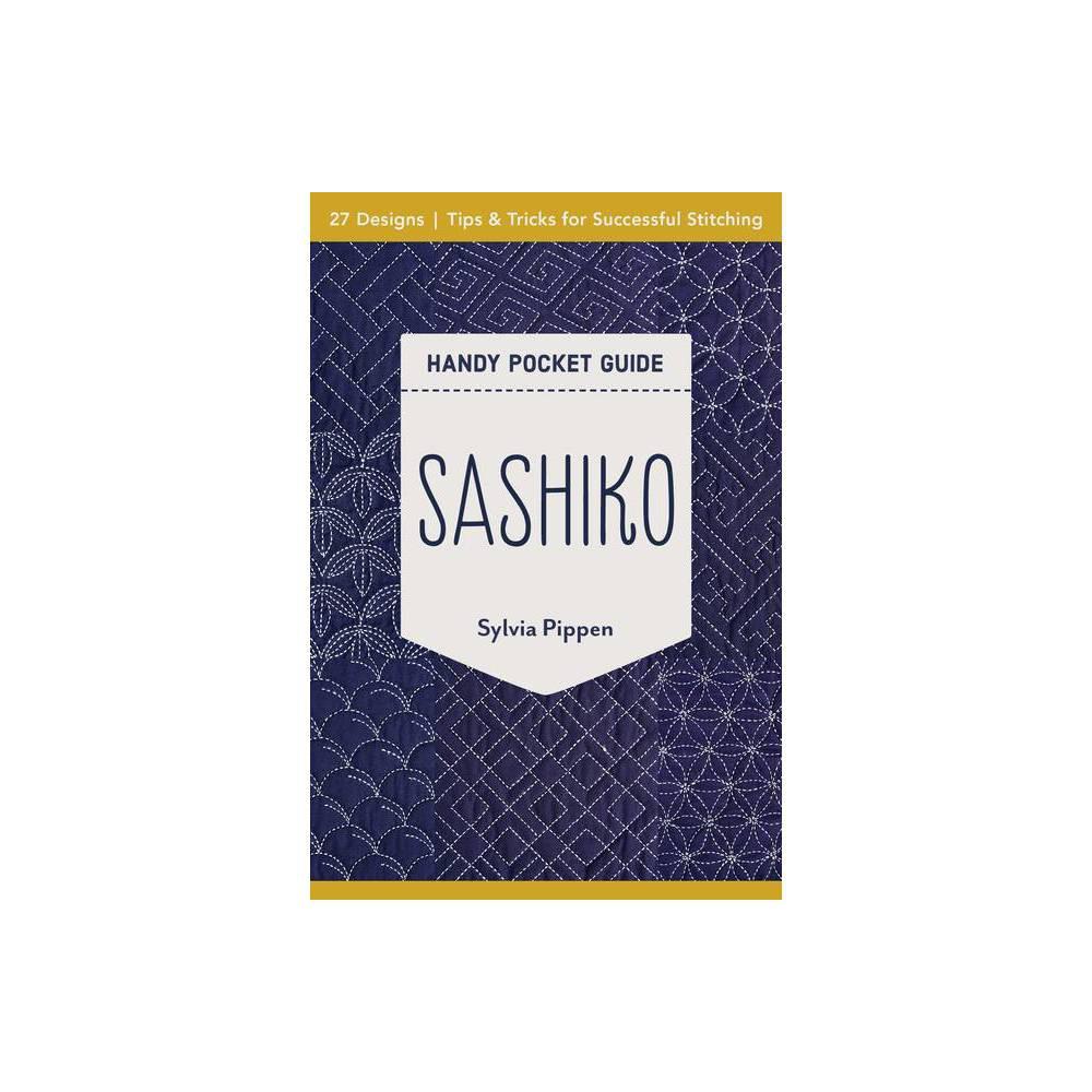 Handy pocket guide titled 'Sashiko' by Sylvia Pippen on a white background