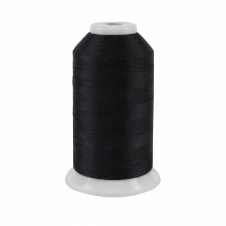 Spool of black thread on a white background