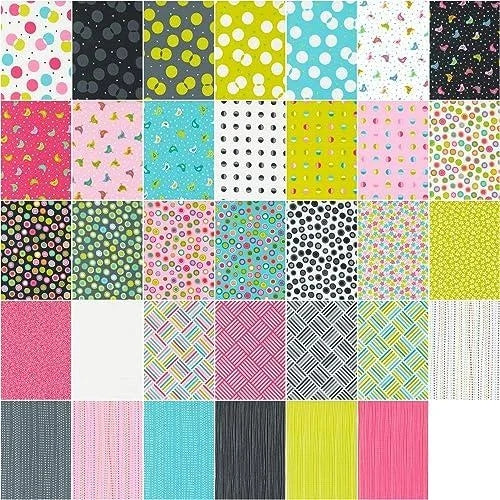Grid of various colorful fabric patterns