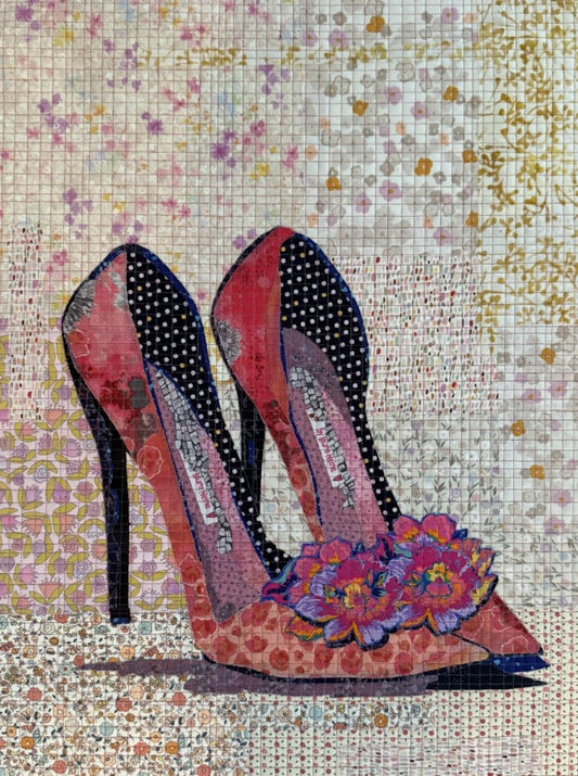 Teeny Tiny Group 14 Collage Kit Designer Shoes by Laura Heine – quilt collage shoe block kit