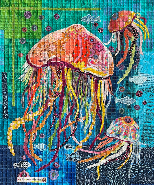 Teeny Tiny Jellyfish Kit - Teeny Tiny #12 Collage Quilt by Laura Heine