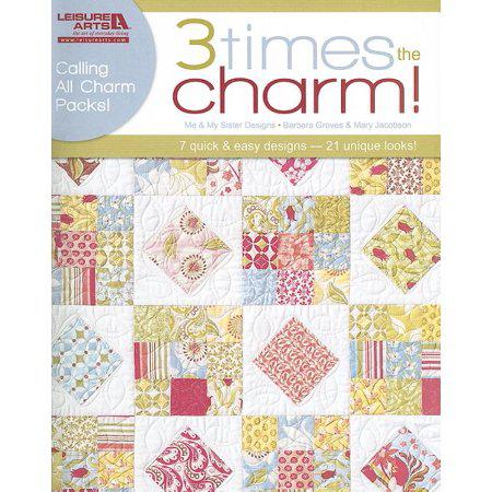 Book cover of '3 times the charm!' with quilt patterns on a white background