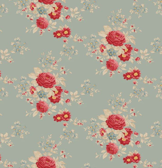 Tilda Merry Little Christmas Carol Duckegg fabric TIL100627 premium quilting cotton in duckegg holiday blender design.