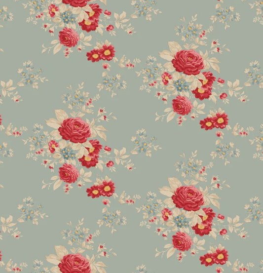 Tilda Merry Little Christmas Carol Duckegg fabric TIL100627 premium quilting cotton in duckegg holiday blender design.