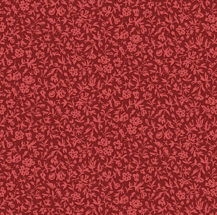 Red christmas fabric with a subtle floral pattern