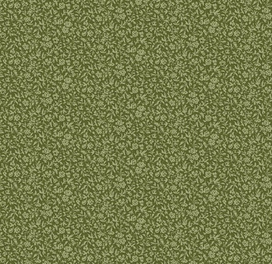 Tilda Merry Little Christmas Eve Pine fabric in soft pine green with Scandinavian-inspired pine branches, berries, and holiday motifs. Premium 100% cotton, 44–45 inches wide, perfect for Christmas quilting and sewing projects.