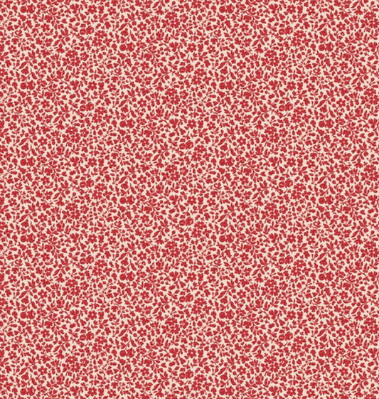 Tilda Merry Little Christmas Eve Red fabric TIL110138 premium quilting cotton in festive red blender design.