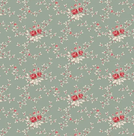 Tilda Merry Little Christmas Noel Duckegg fabric TIL110141 premium quilting cotton in duckegg holiday blender design.
