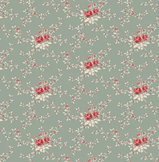 Tilda Merry Little Christmas Noel Duckegg fabric TIL110141 premium quilting cotton in duckegg holiday blender design.