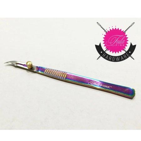 Tula Pink 5.5 Inch Surgical Seam Ripper with stainless steel blades and 22k gold-plated screw for precision sewing
