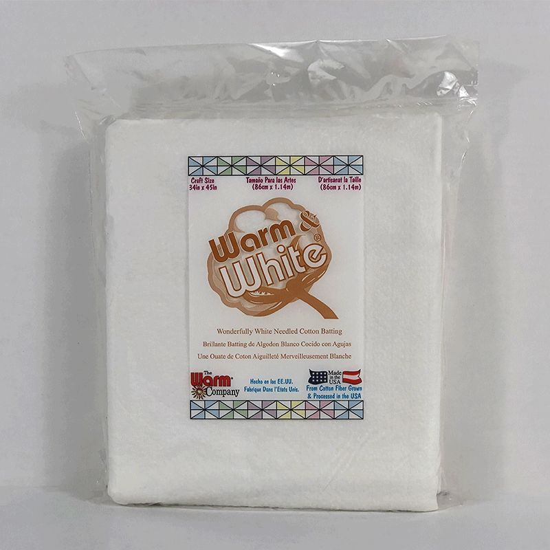 Warm & White cotton quilt batting craft size 34 by 45 inches by The Warm Company packaged and folded