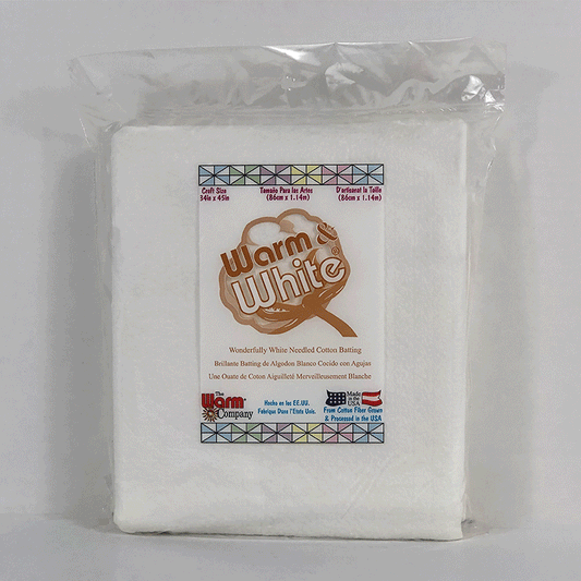 Warm & White cotton quilt batting craft size 34 by 45 inches by The Warm Company packaged and folded