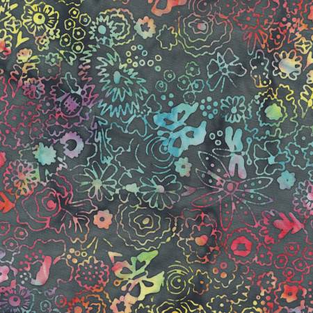 Colorful floral pattern on a dark background