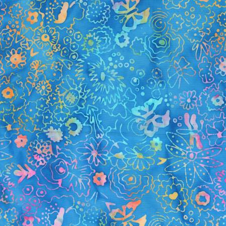 Colorful floral pattern on a blue background