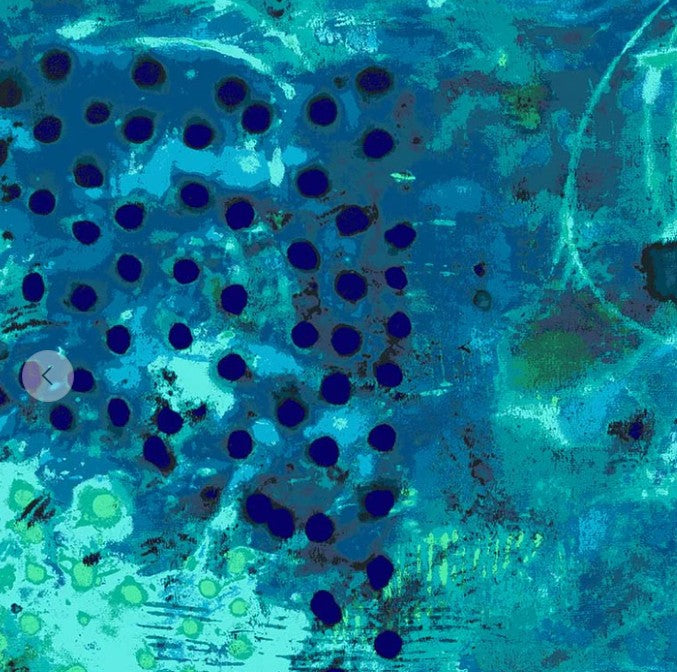 Abstract pattern with blue dots on a teal background