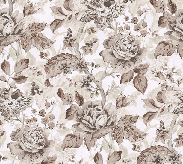 Floral pattern with roses and leaves on a beige background