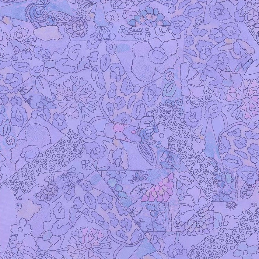 Purple floral and abstract pattern on a purple background