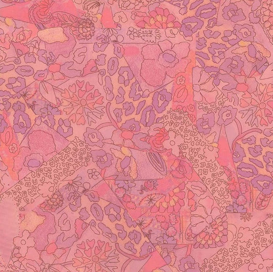 Pink and purple floral patterned fabric