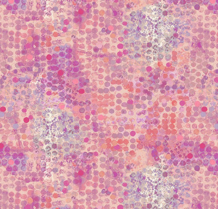 Patterned fabric with pink and purple colors