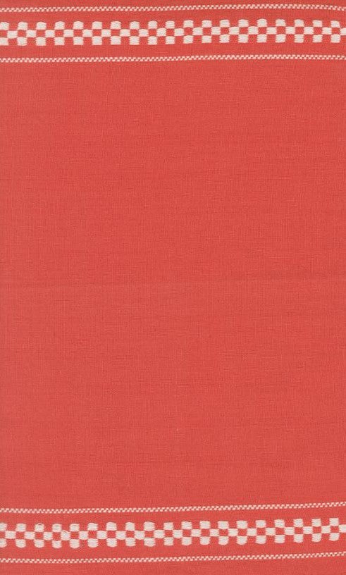 Red fabric with white checkered border