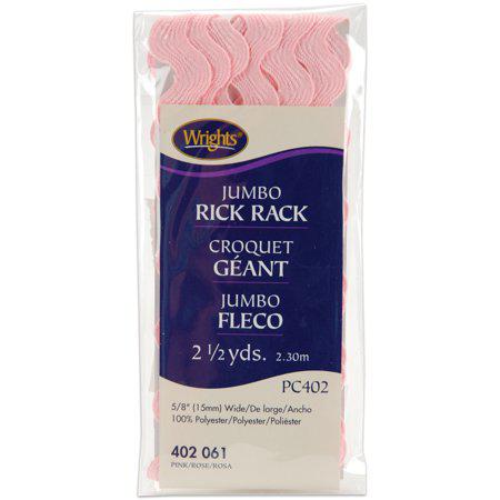 Wrights pink jumbo rick rack 2.5 yard decorative trim