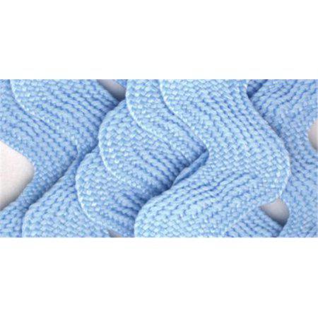 Close-up of blue textured fabric with white accents on a white background