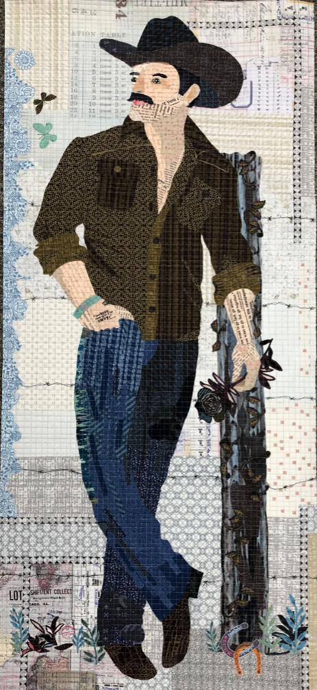 Yes Ma’am Pink Cadillac collage quilt pattern by Laura Heine featuring a western themed fabric collage design