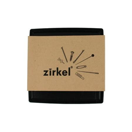 Kraft paper container with black lid featuring 'zirkel' logo and illustrations on a white background